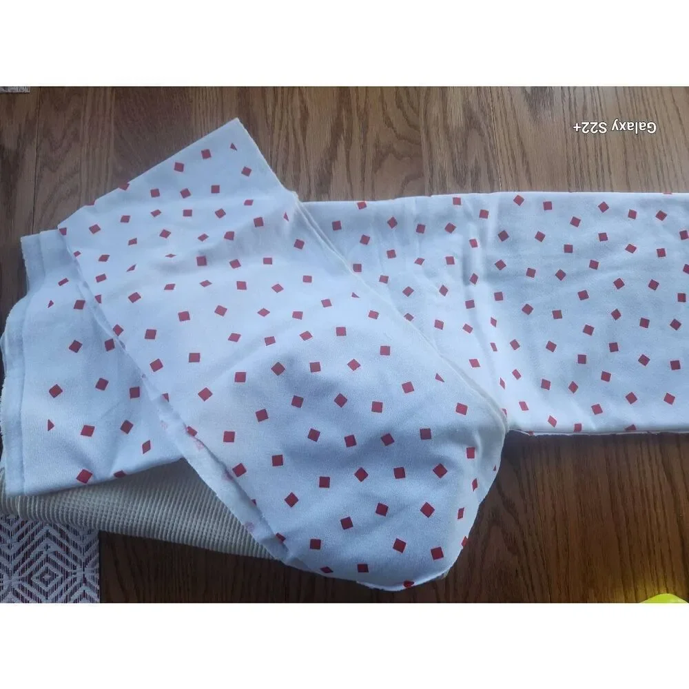 Fleece white fabric with red squares 33x62